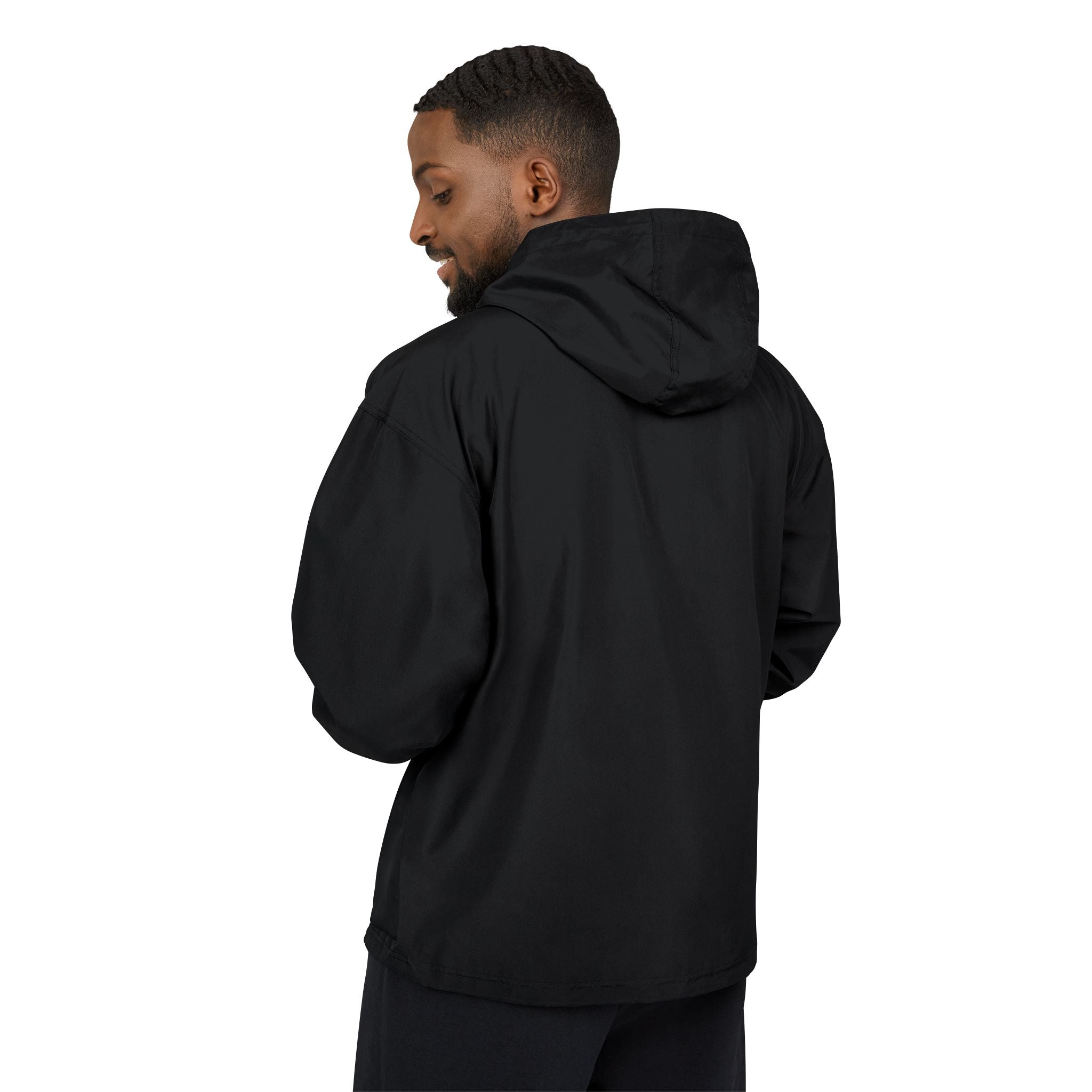 Champion Packable Anorak Jacket — Black Hoodie with Camo Script Logo